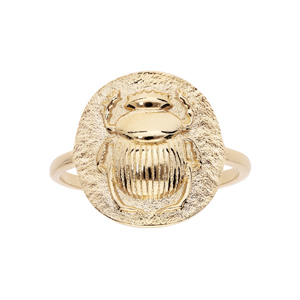 Bague en plaqué or ethnqiue ronde motif antique scarabée - Vue 1