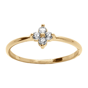 Bague en plaqu� or fleur d'oxydes blancs