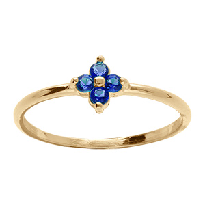 Bague en plaqu� or fleur d'oxydes bleus