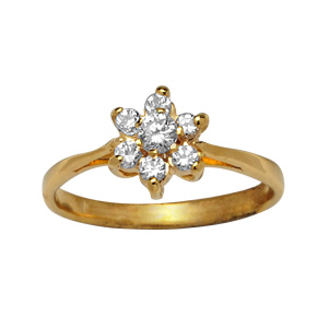 Bague en plaqué or fleur en oxydes blancs - Vue 1