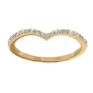 Bague en  plaqu� or forme v recouverte d'oxydes blancs sertis