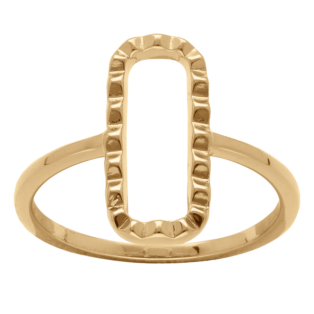 Bague en  plaqu� or forme rectangle cisel� - Vue 1