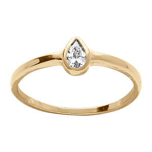 Bague en plaqu� or goutte d'oxyde blanc serti clos