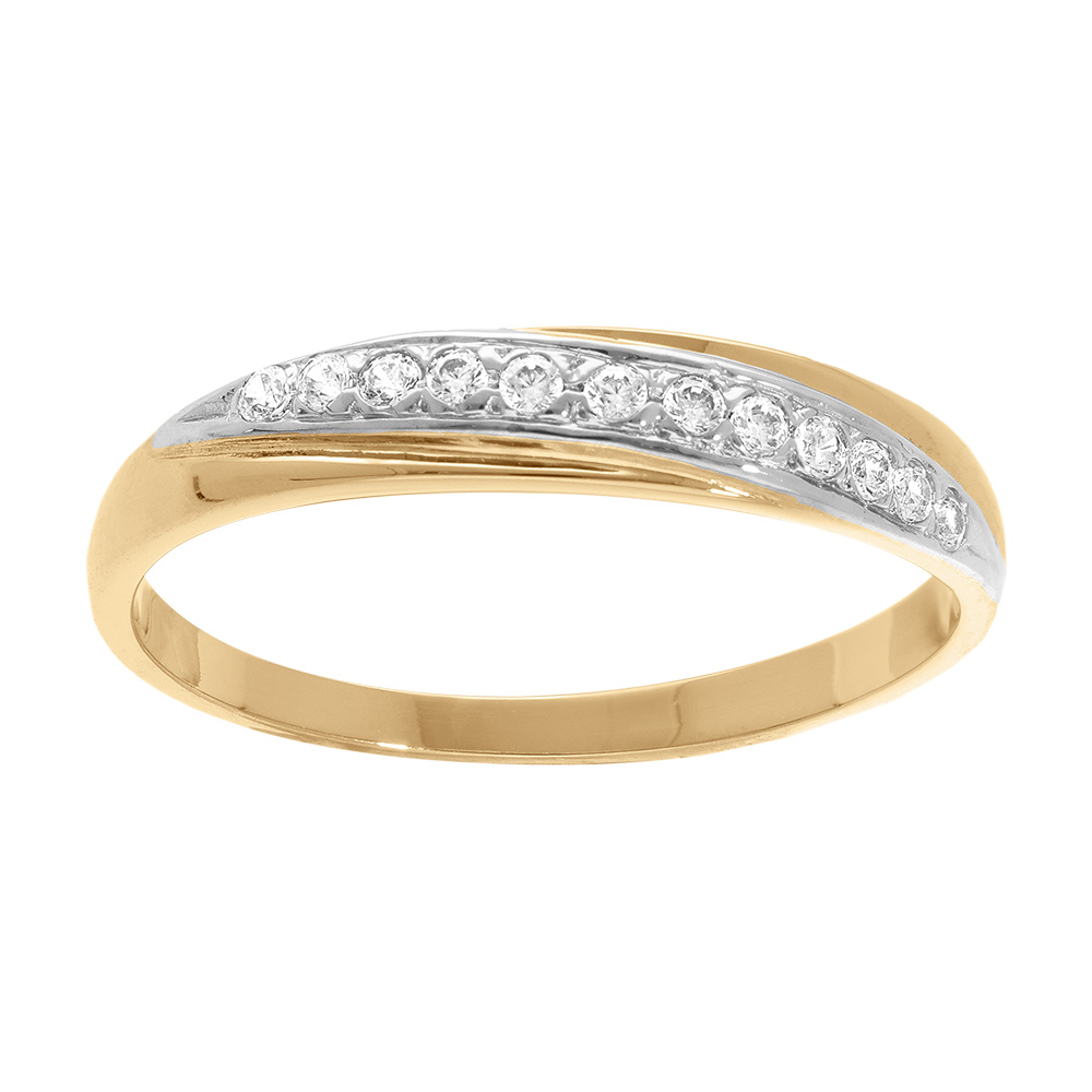 Bague en plaqu� or grande taille drap�e d\'oxydes blancs sertis - Vue 1