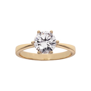 Bague en plaqu or grande taille solitaire 6 griffes - Vue 1