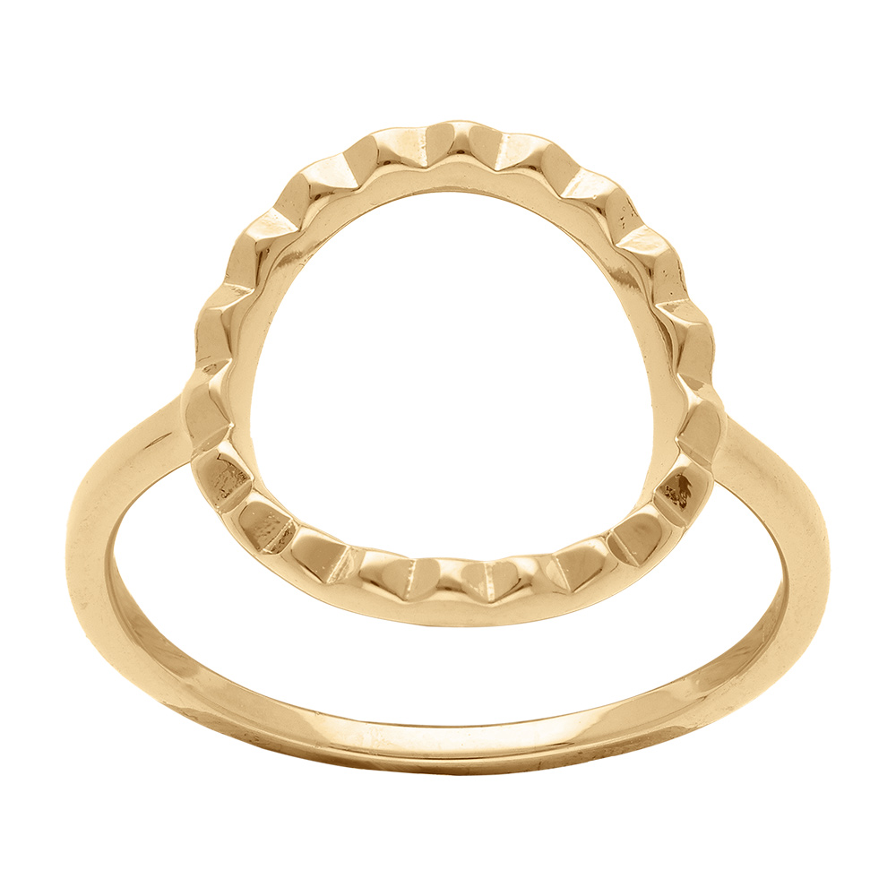 Bague en plaqu� or motif cercle cisel� - Vue 1