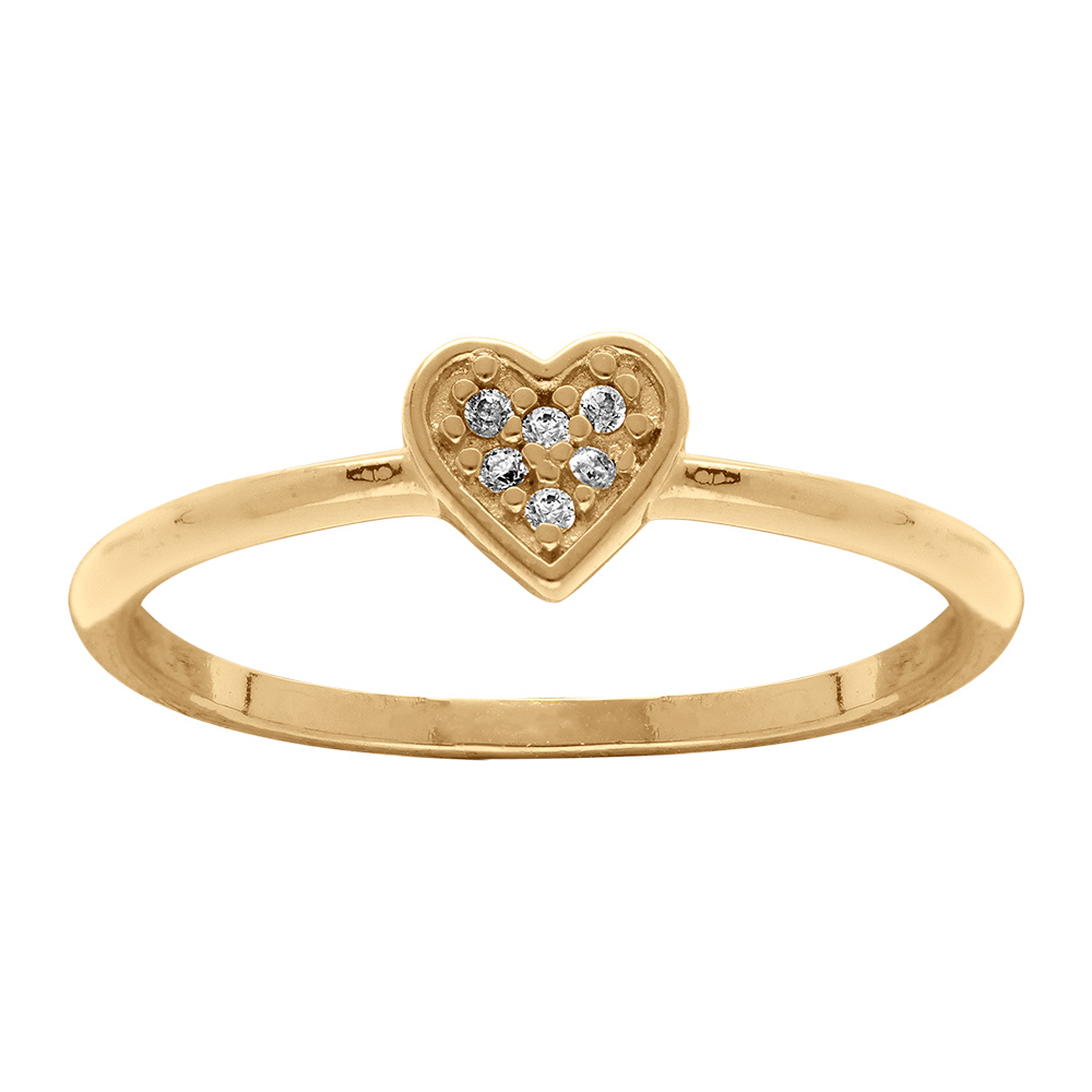 Bague en plaqu� or motif coeoeur pav� d\'oxydes blancs - Vue 1