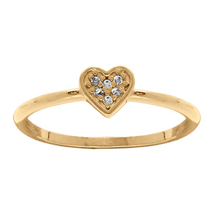 Bague en plaqu� or motif coeoeur pav� d'oxydes blancs