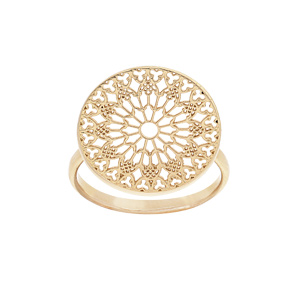 Bague en plaqu or motif mandala ajour - Vue 1