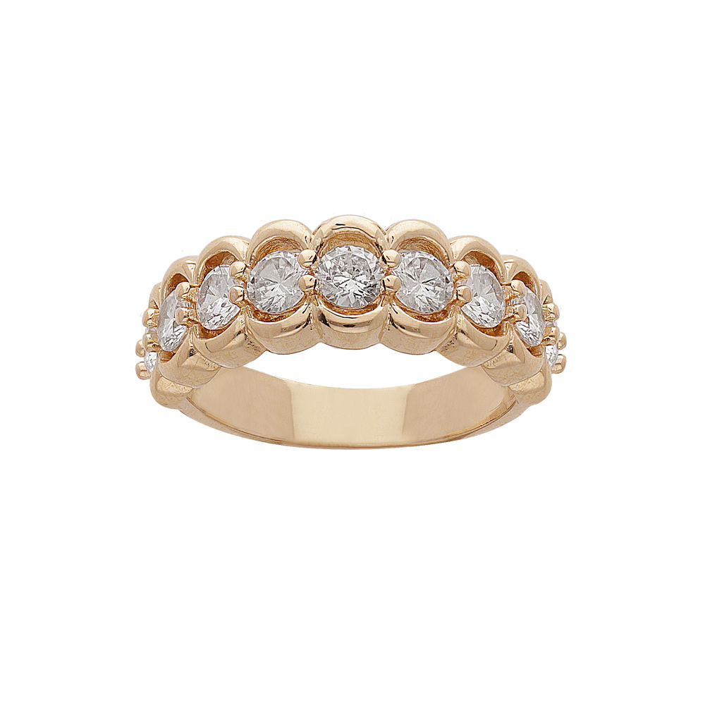 Bague en plaqu or oxydes blancs sertis sur le dessus - Vue 1