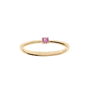 Bague en plaqu or pierre vritable Tourmaline rose 2,5mm - Vue 1