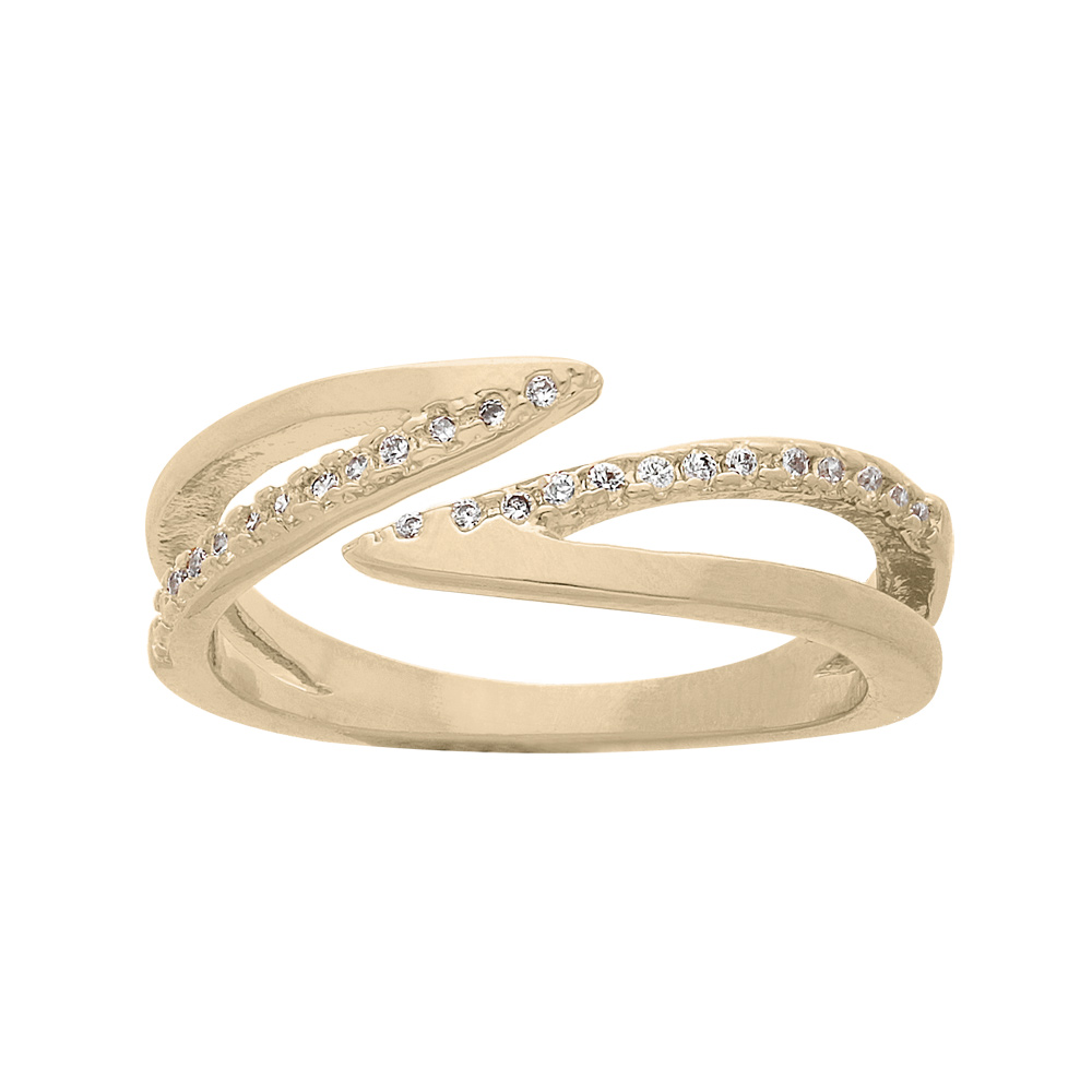 Bague en plaqu or pointes d\'oxydes blancs sertis - Vue 1