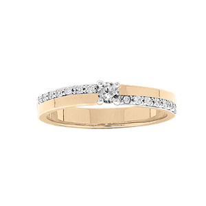 Bague en plaqu or rails d\'oxyde blancs - Vue 1