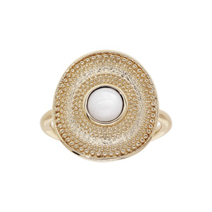 Bague en plaqué or ronde avec pierre Nacre véritable - Vue 1