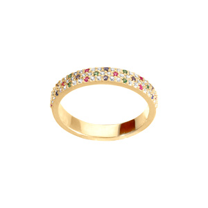 Bague en plaqué or ruban d\'oxydes multi couleurs - Vue 1