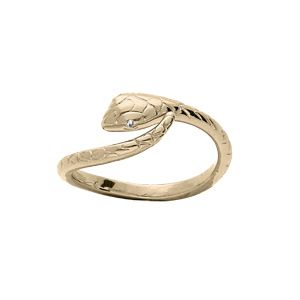 Bague en plaqu or serpent enroul - Vue 1