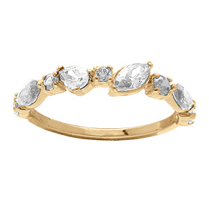 Bague en plaqu� or sertie d' oxydes blancs de formes vari�es