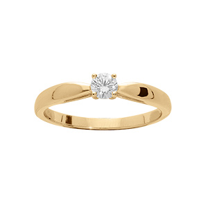 Bague en vermeil 4mm avec solitaire oxyde blanc serti quatre griffes