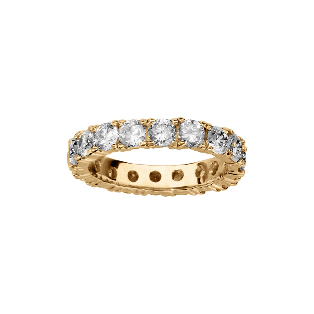 Bague en vermeil alliance americaine d\'oxydes blancs sertis - Vue 1