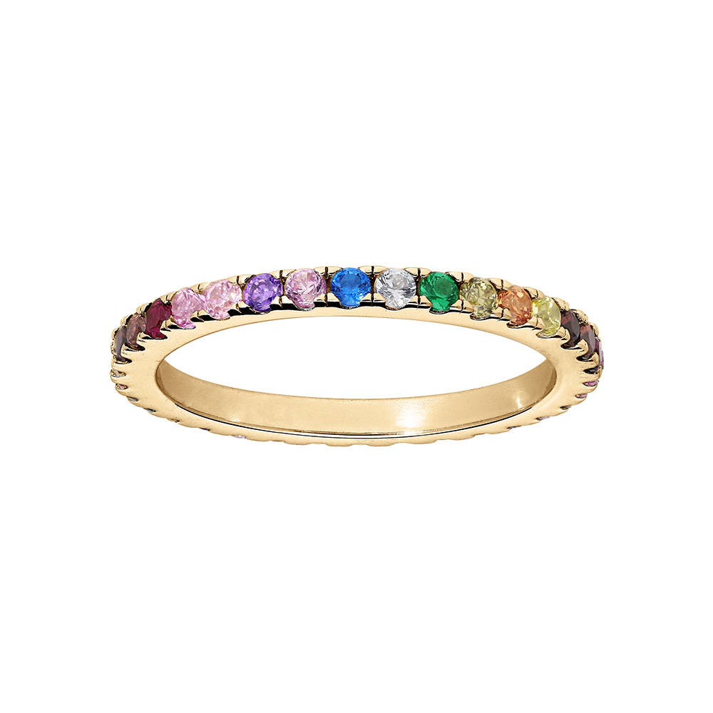 Bague en vermeil alliance rail multi couleurs - Vue 1