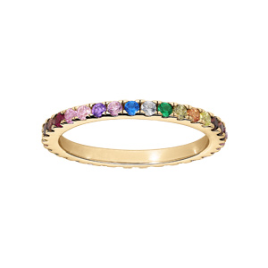 Bague en vermeil alliance rail multi couleurs - Vue 1