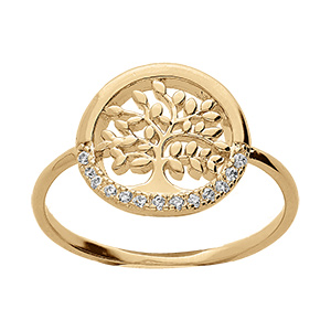 Bague en vermeil arbre de vie avec oxydes blancs sertis