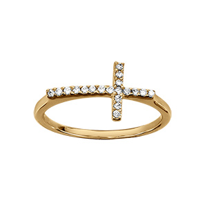 Bague en vermeil avec croix en oxydes blancs sertis