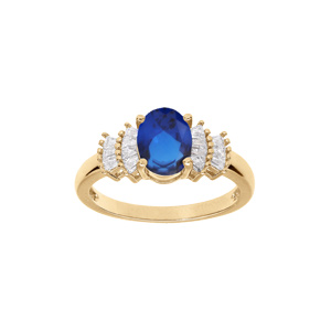 Bague en vermeil avec oxyde blanc et bleu foncé - Vue 1