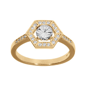 Bague en vermeil avec oxyde blanc et contour oxydes blancs - Vue 1