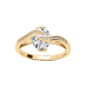 Bague en vermeil avec oxyde blanc et volute d\'oxydes blancs - Vue 1