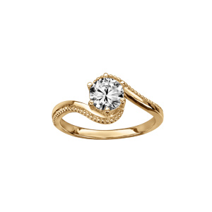 Bague en vermeil avec oxyde blanc serti 4 griffes - Vue 1