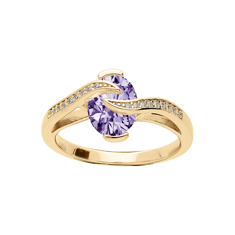 Bague en vermeil avec oxyde violet et volute oxydes blancs - Vue 1