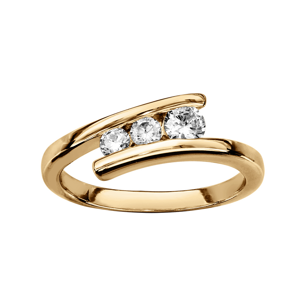 Bague en vermeil avec 3 oxydes blancs - Vue 1