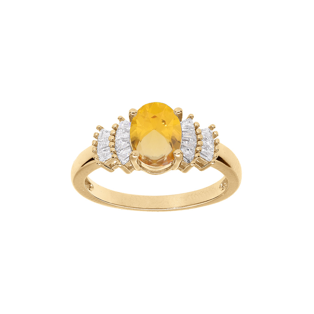 Bague en vermeil avec oxydes blancs et oxyde couleur miel - Vue 1