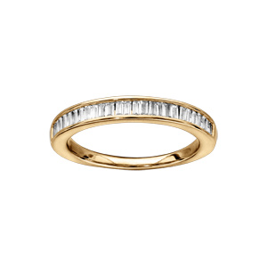 Bague en vermeil avec rail d\' oxydes baguettes blancs sertis - Vue 1