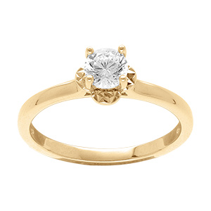 Bague en vermeil avec solitaire d\'oxyde blanc serti - Vue 1