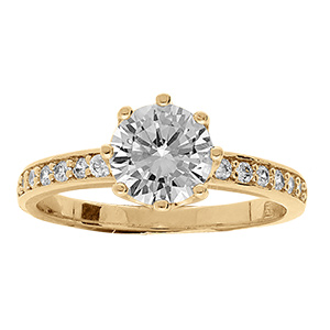 Bague en vermeil avec solitaire et oxydes blancs