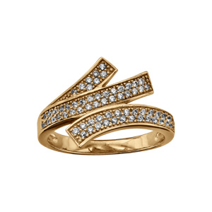 Bague en vermeil 3 barrettes d\'oxydes blancs sertis - Vue 1