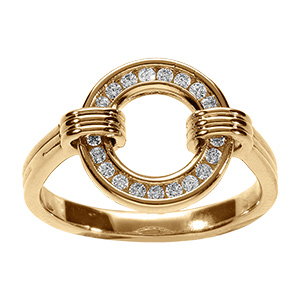 Bague en vermeil cercle �vid� et contour d' oxydes blancs sertis