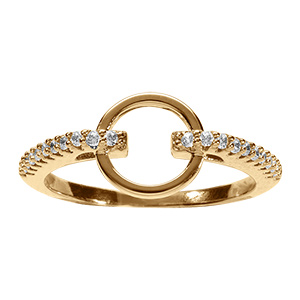 Bague en  vermeil cercle lisse �vid� et oxydes blancs sertis sur l'anneau