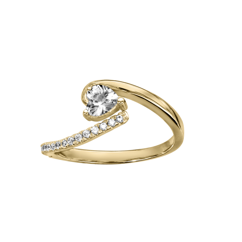 Bague en vermeil coeur d\'oxydes blancs sertis et infini - Vue 1