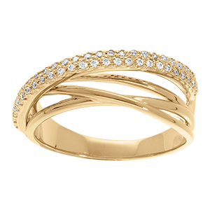 Bague en vermeil crois�e avec oxydes blancs sertis - grand diam�tre