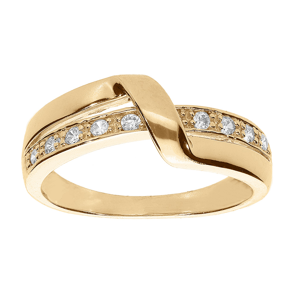 Bague en vermeil crois�e avec pierres blanches - Vue 1