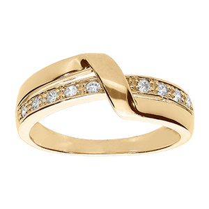 Bague en vermeil crois�e avec pierres blanches