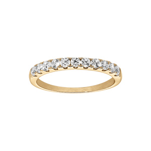 Bague en vermeil demi rail oxydes blancs sertis - Vue 1