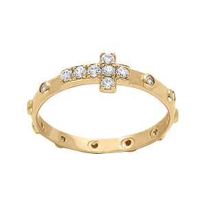 Bague en vermeil dizainier croix d'oxydes blancs sertis