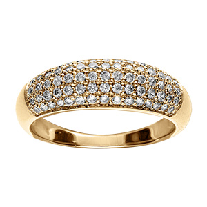 Bague en vermeil d�me  pav� d'oxydes blancs sertis