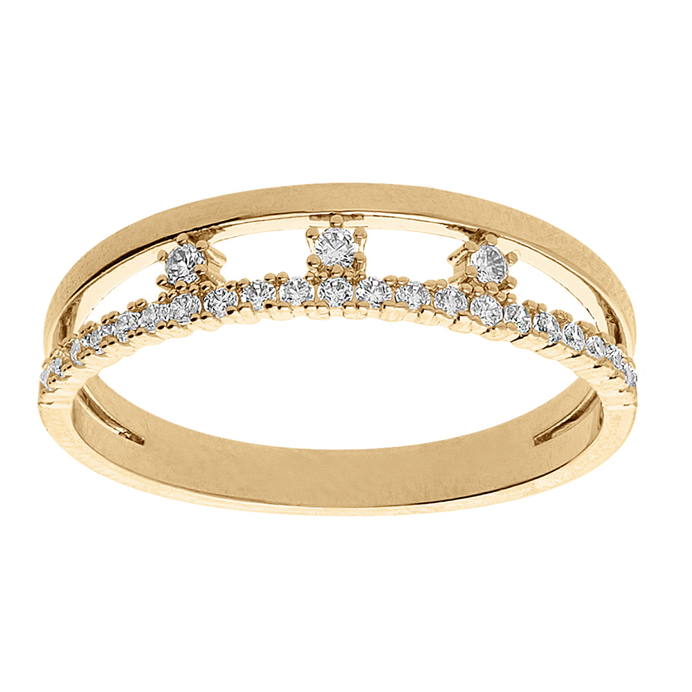 Bague en vermeil double ligne pav�e d\'oxydes - Vue 1