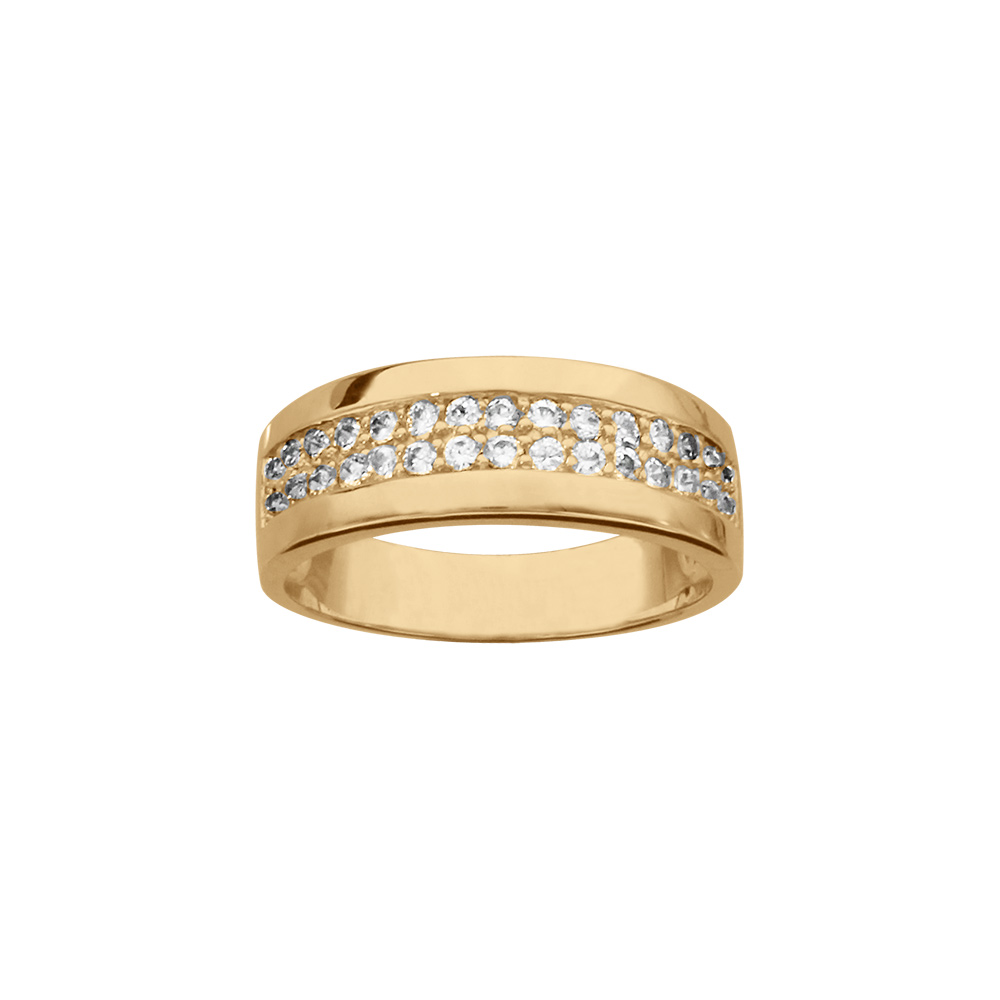 Bague Tank Argent Massif Et Vermeil - Zirconiums Blancs Et Roses - Taille 54 - Occasion