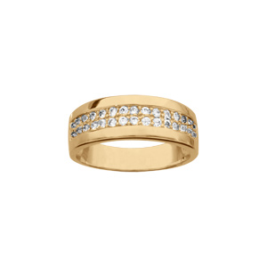 Bague en vermeil double rangee d\'oxydes blancs sertis - Vue 1